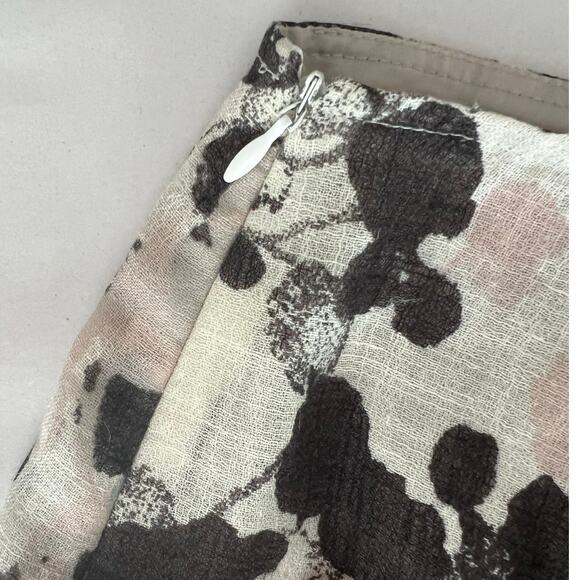 Lafayette 148 Women's 6P Linen Midi Skirt Abstract Floral White Pink Brown Green - Picture 8 of 12